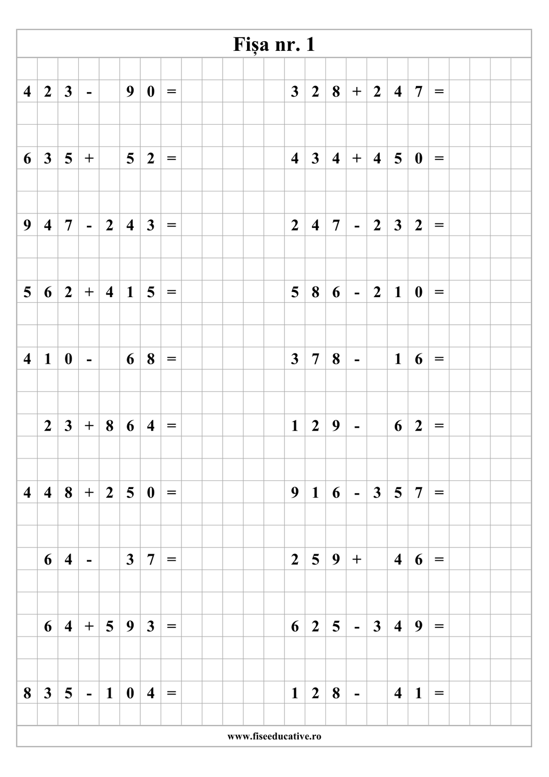 Pachet tipărit Matematică Clasa a II-a – 10 caiete cu fișe și exerciții
