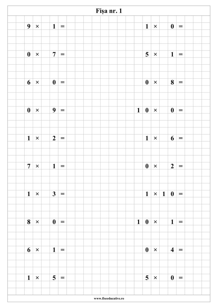Pachet tipărit Matematică Clasa a II-a – 10 caiete cu fișe și exerciții