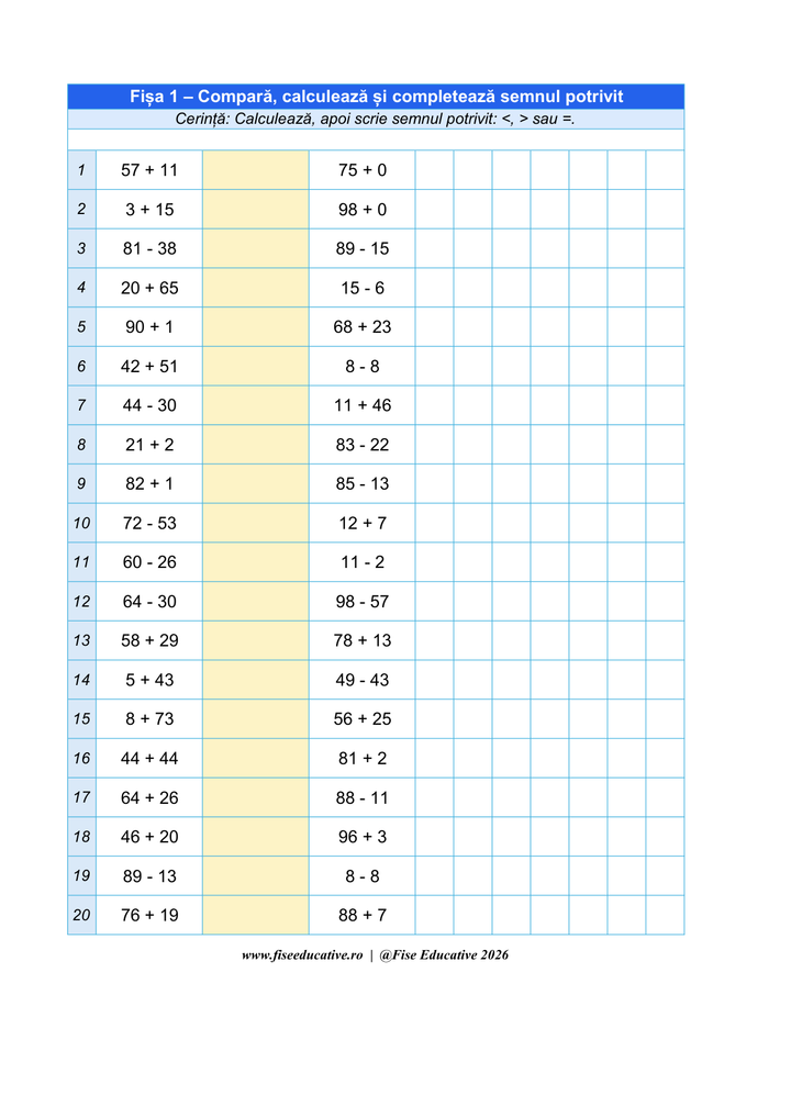 caietul-7-exercitii-de-comparare-clasa-a-ii-a-prezentare.png - Exerciții de comparare pentru clasa a II-a, 50 fișe, 500 exerciții, pagină de prezentare cu copertă și exemplu de exercițiu.