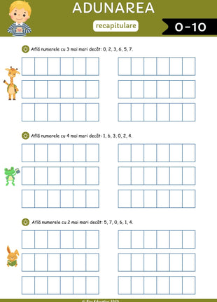 Fișe de matematică pentru clasa I – 132 pagini PDF  Numere • Operații • Probleme • Aplicații practice