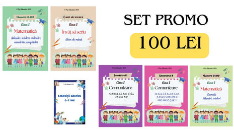 Set complet de fișe pentru clasa I – Pachet PDF + BONUS  Comunicare • Scriere • Matematică • Grafism