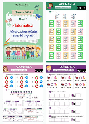 Set complet de fișe pentru clasa I – Pachet PDF + BONUS  Comunicare • Scriere • Matematică • Grafism