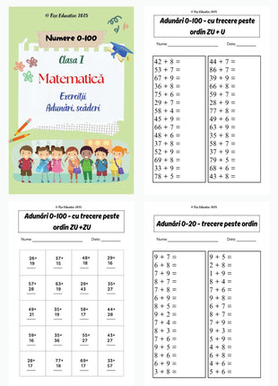 Set complet de fișe pentru clasa I – Pachet PDF + BONUS  Comunicare • Scriere • Matematică • Grafism