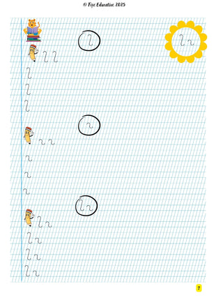Fișe cu litere de mână pentru clasa I – 80 pagini PDF  Semne grafice • Litere de mână • Grupuri de litere • Scriere cursivă