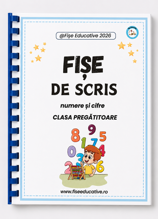Caiet printat de scris numere si cifre clasa pregatitoare, fise de trasare si scriere pe patratele
