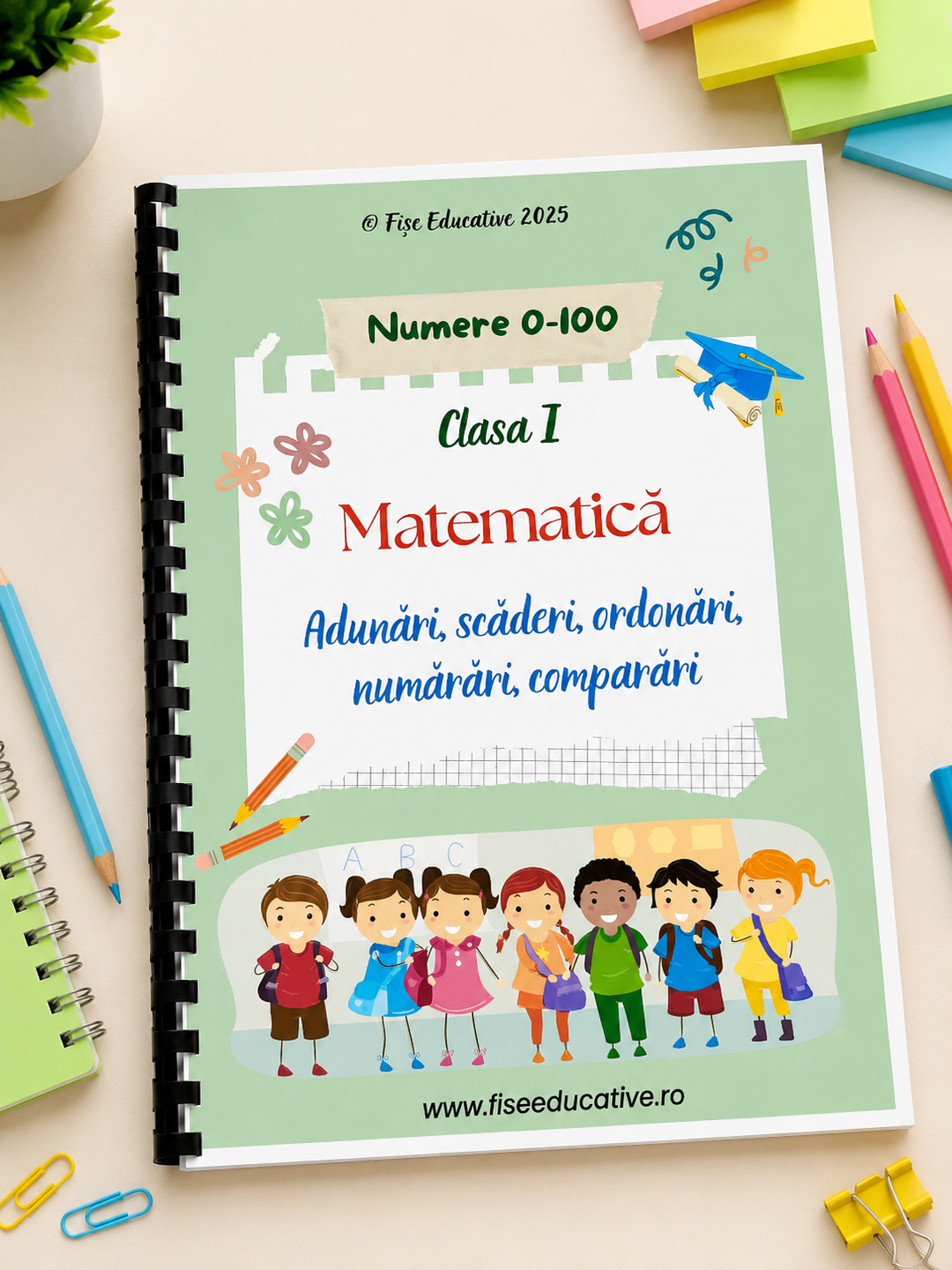 Fișă de matematică pentru clasa I cu exerciții de numărare, ordonare și comparare.