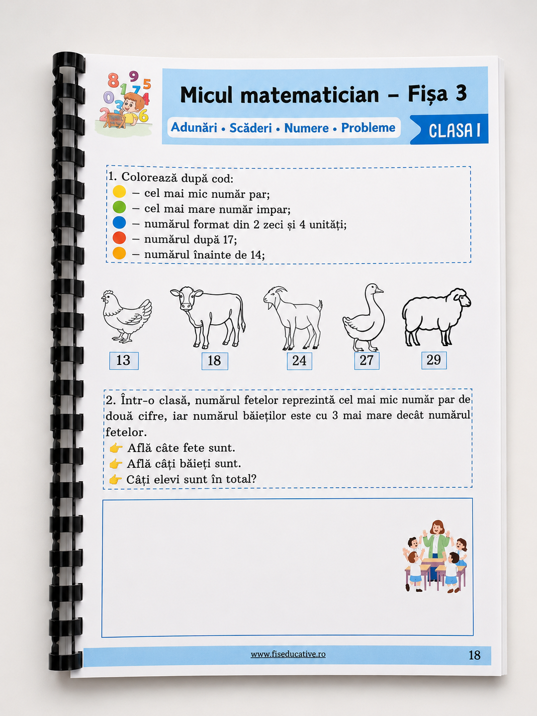 Caiet tipărit - Matematică Clasa I – Recapitulare cu 200 Probleme și Exerciții Variate