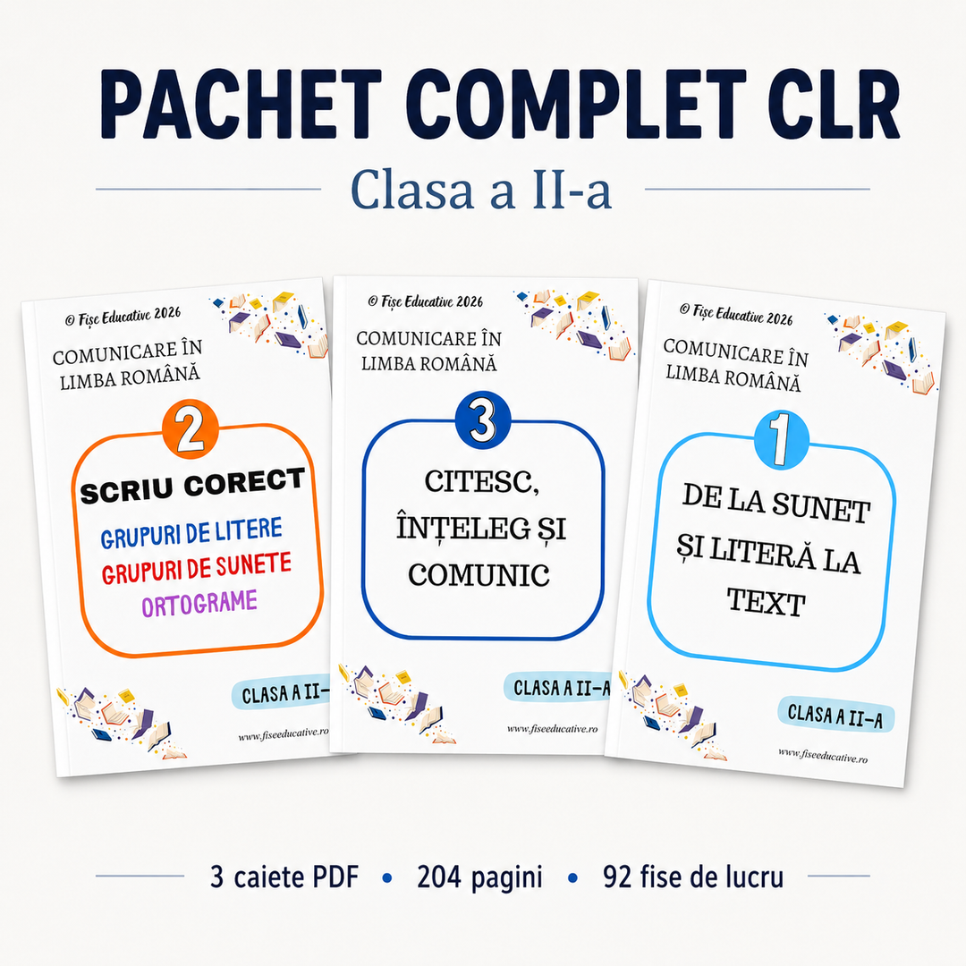 Pachet Comunicare în limba română – Clasa a II-a | 3 caiete PDF, 204 pagini