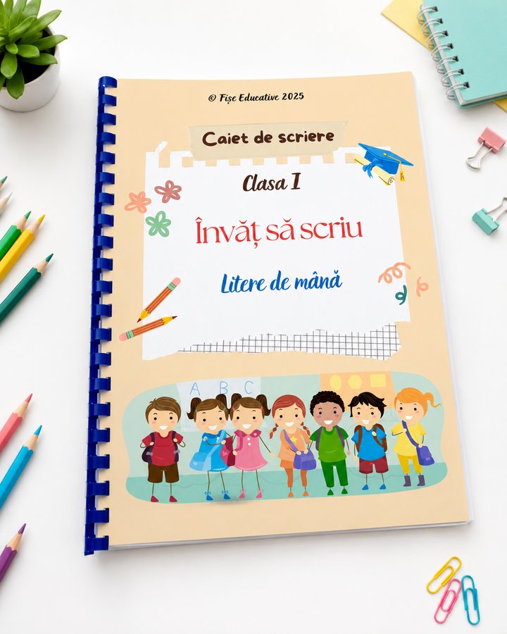 Caiet tipărit Litere de mână Clasa I – 80 pagini | Scriere cursivă