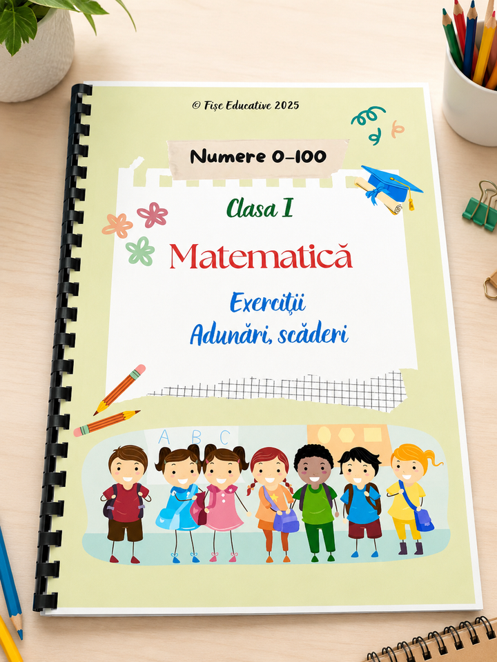 Caiet tipărit Adunări și Scăderi Clasa I – 70 pagini | Exerciții de calcul