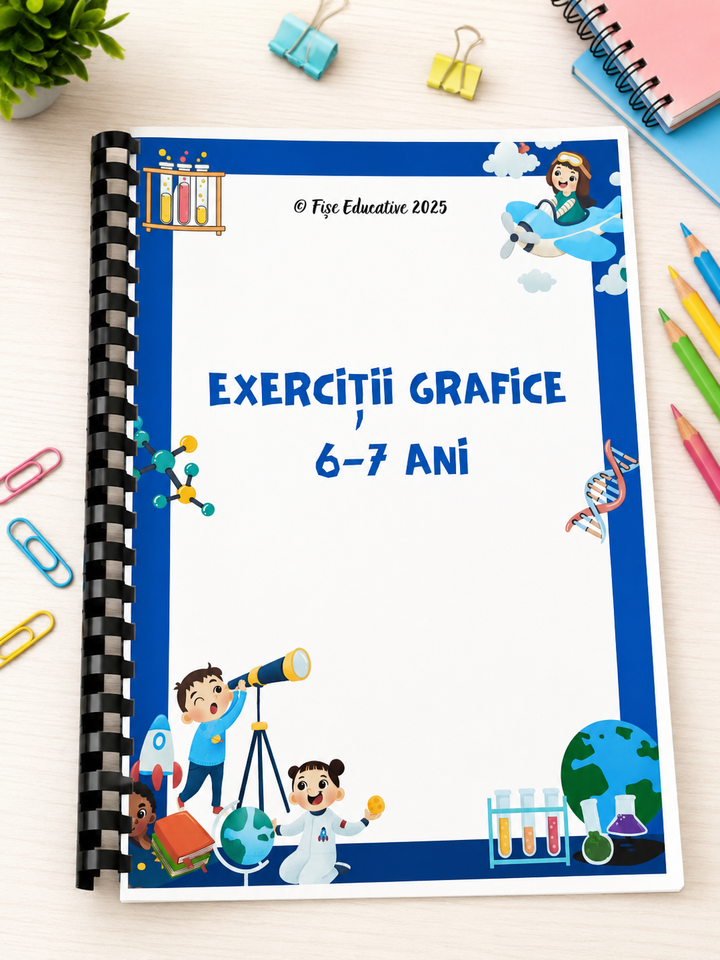 Caiet tipărit Exerciții grafice copii – 80 pagini | Pregătirea scrierii