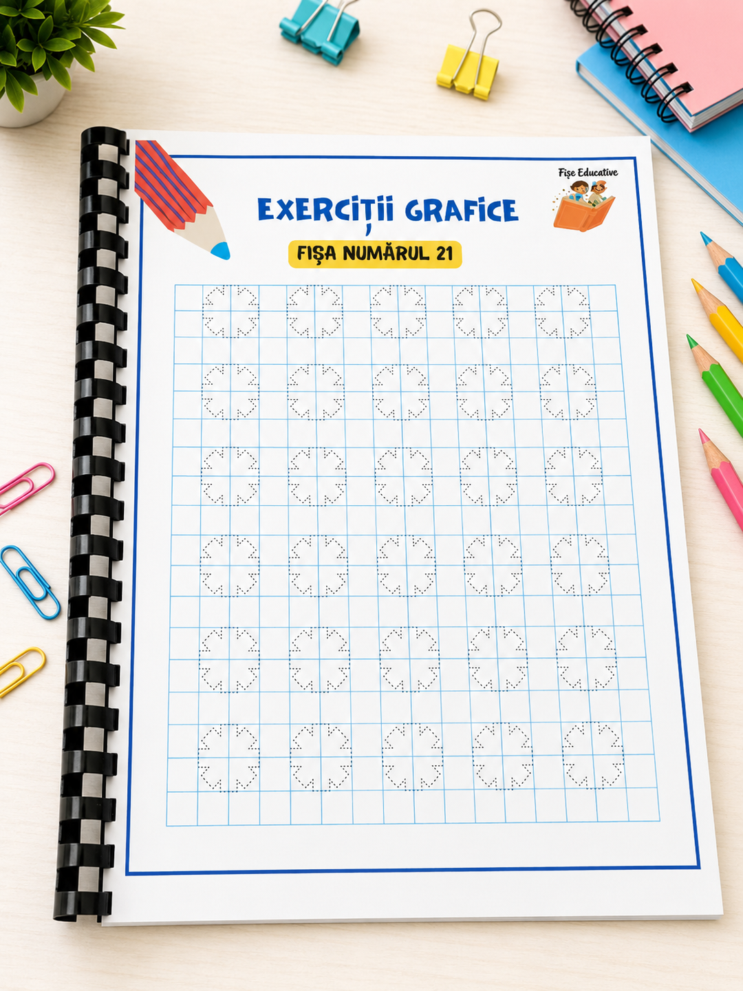 Caiet tipărit Exerciții grafice copii – 80 pagini | Pregătirea scrierii