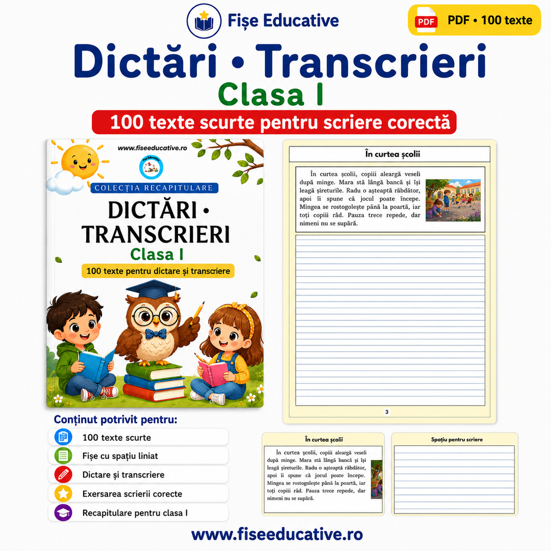 dictari si transcrieri clasa 1 PDF cu 100 texte scurte
