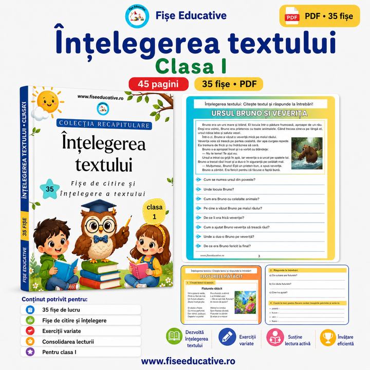 intelegerea textului clasa 1 PDF cu 35 fise de citire