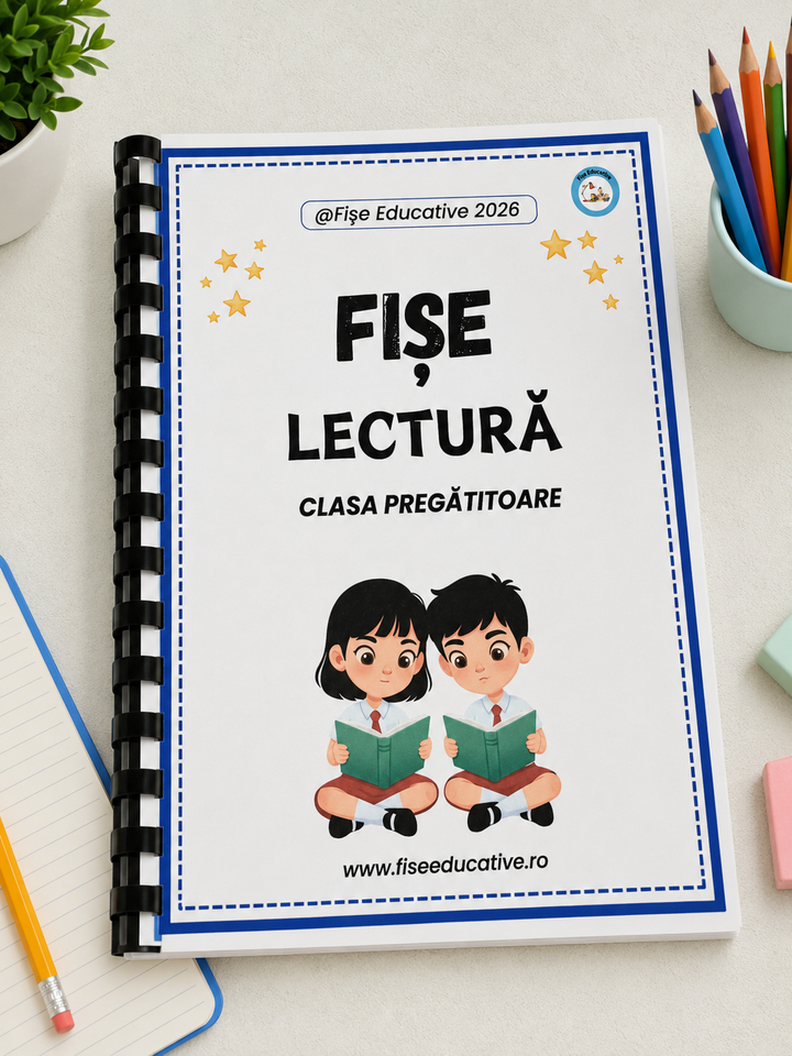 Caiet printat Fise de lectura pentru clasa pregatitoare, 130 pagini, pentru citire pe silabe si propozitii simple.