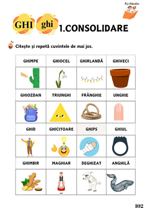 Material logopedic PDF cu exercitii pentru diferentierea sunetelor CE CI GE GI la copii