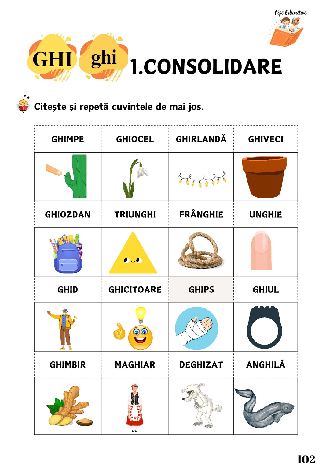 Material logopedic PDF cu exercitii pentru diferentierea sunetelor CE CI GE GI la copii