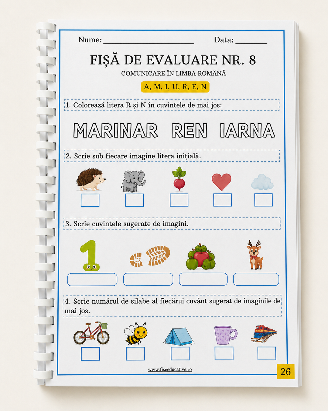 evaluari copii 5-7 ani litere citire scriere numere calcule