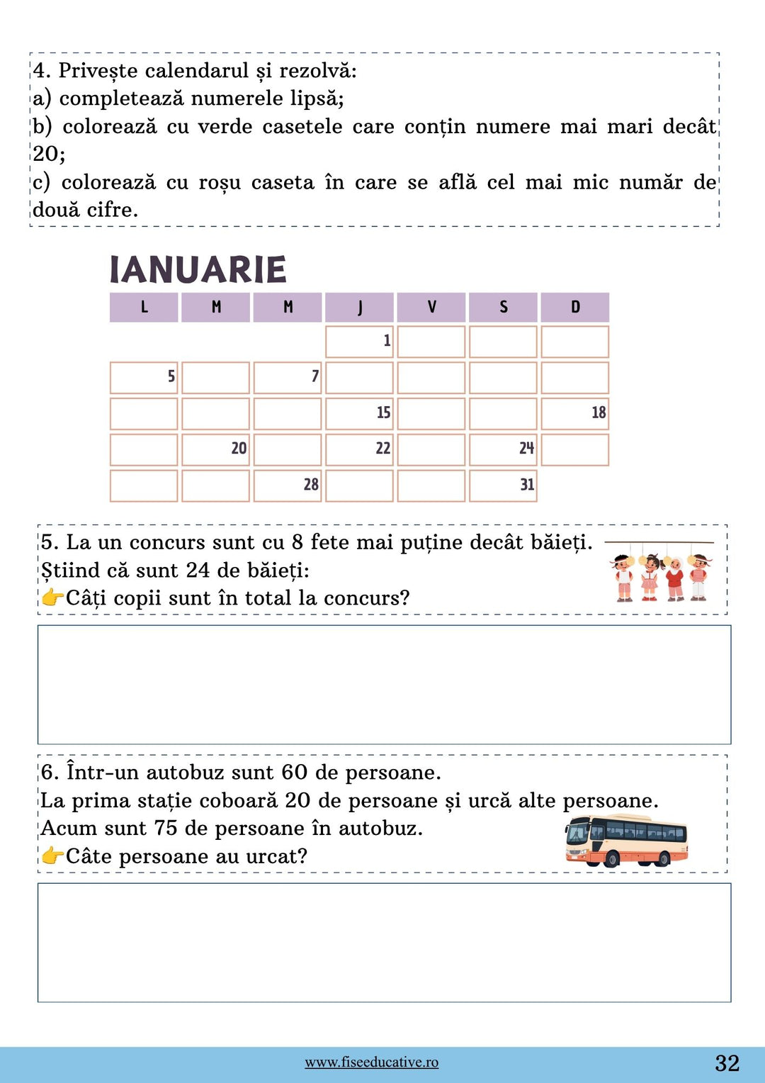 exercitii de numarare si adunare clasa 1 cu imagini