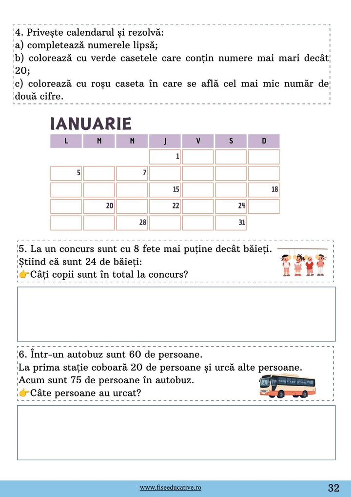exercitii de numarare si adunare clasa 1 cu imagini
