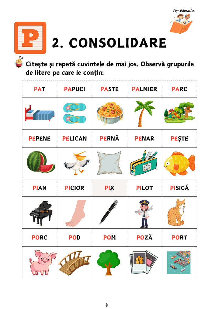 Material educativ pentru diferențierea sunetelor apropiate, cu activități de citire, scriere, vocabular și pronunție corectă.