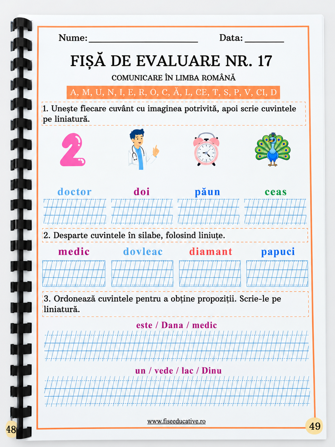 Pachet Tipărit Evaluări Clasa I – Comunicare, Matematică și Explorarea Mediului | 68 Evaluări + Descriptori de Performanță
