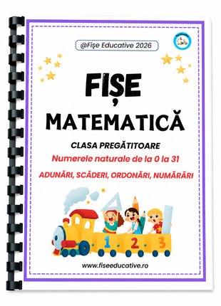 Exemple de pagini din caietul printat, cu exercitii pentru recunoasterea, scrierea si folosirea numerelor in concentrul 0-31. Material potrivit pentru consolidarea notiunilor de matematica.