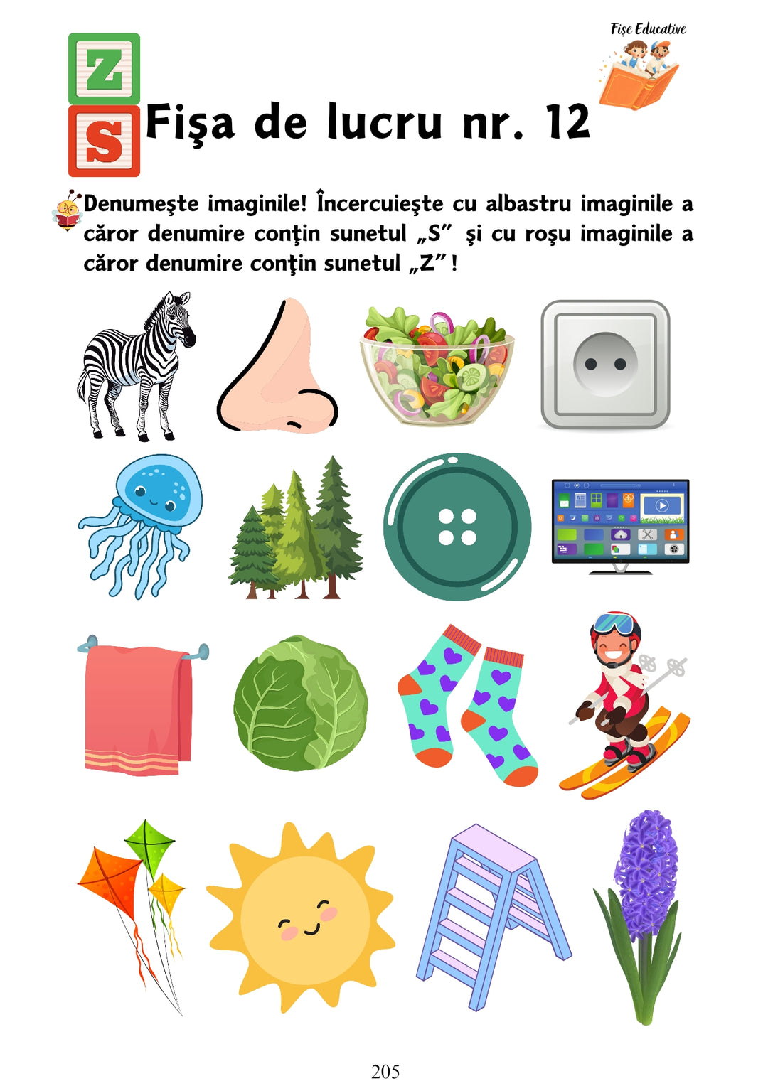 Set PDF cu 233 de pagini de fișe logopedice pentru copii de 4–8 ani, recomandat pentru acasă, clasă sau cabinet logopedic.