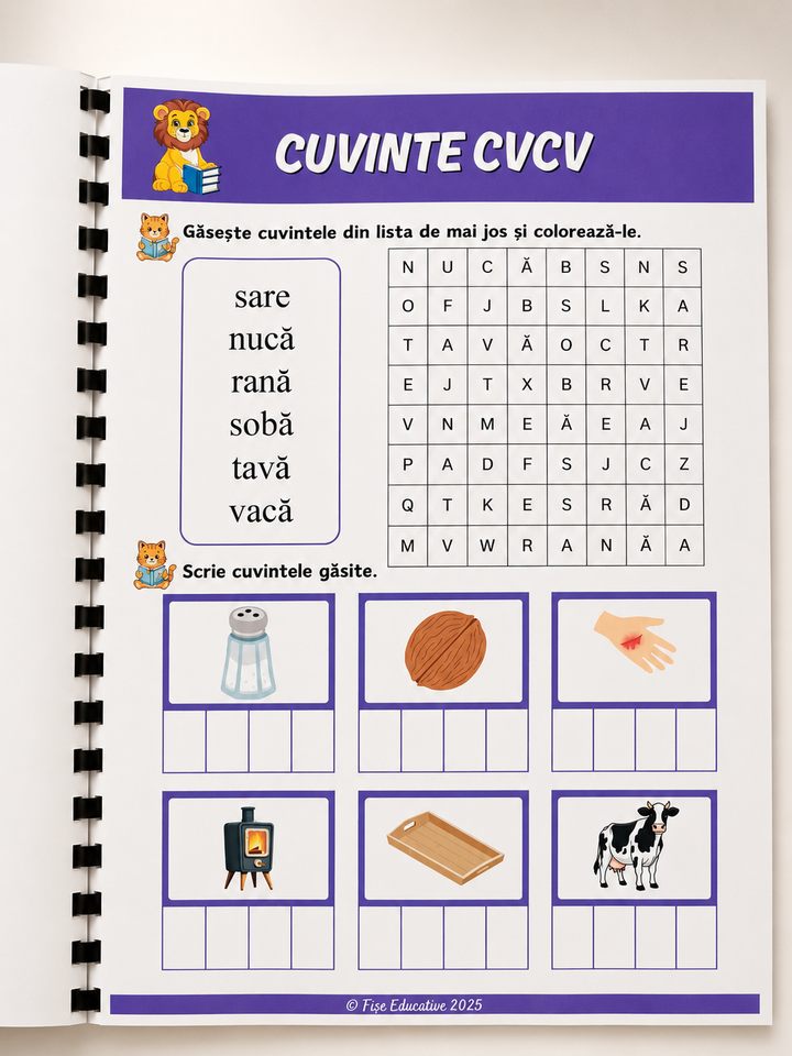 exercitii pronuntie CVCV copii 3-6 ani logopedie
