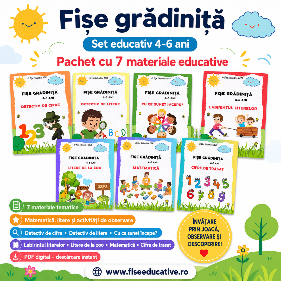 Pachet PDF fise de lucru gradinita pentru activitati zilnice de invatare prin joc