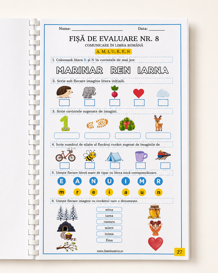 evaluare finala clasa pregatitoare fise tiparite acasa afterschool