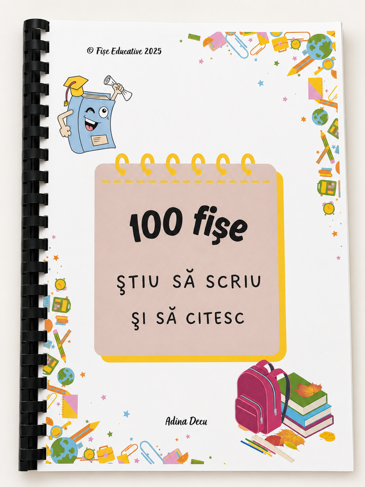 fise citire si scriere tiparite 100 fise copii 5-7 ani