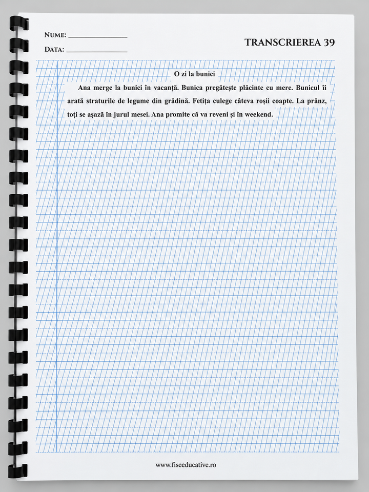 TRANSCRIERI CLASA I – 50 DE FIȘE TIPĂRITE A4 | 50 PAGINI