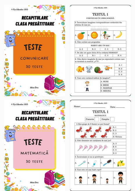 Copertă caiet Teste pentru clasa pregătitoare 