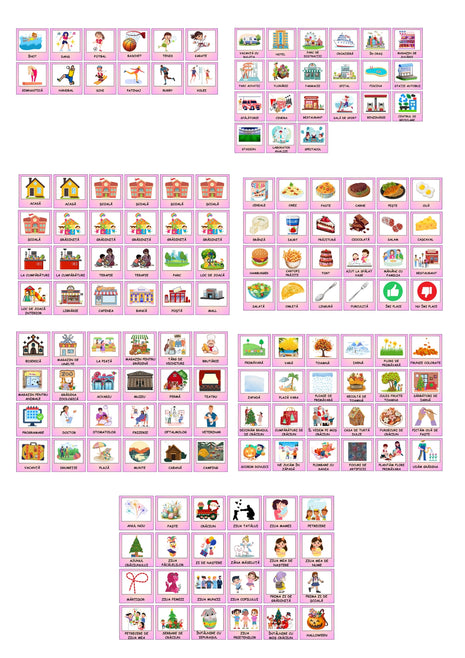 Calendar vizual saptamanal cu carduri ilustrate pentru copii cu CES si autism