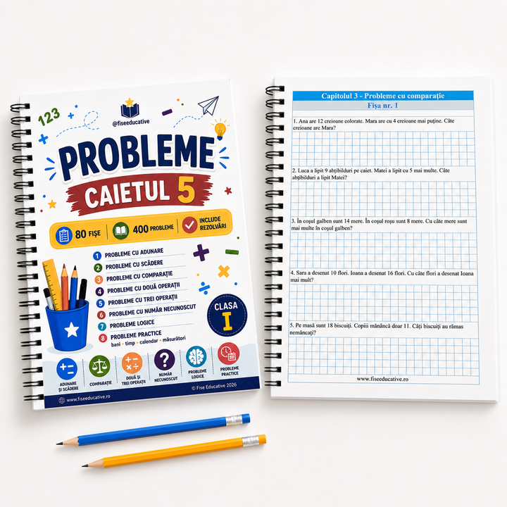 Pachet Matematică Clasa I – 5 caiete tipărite A5 | 329 pagini