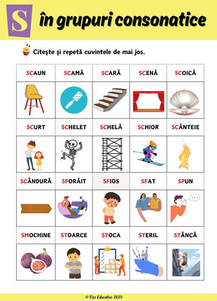 Exerciții pentru consolidarea grupurilor consonantice cu S, L și R la copii