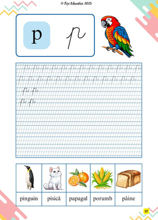 Grilă pentru respectarea proporțiilor în scrisul de mână – clasa I