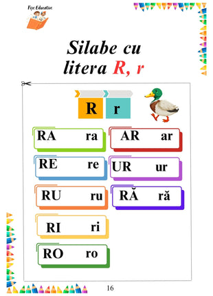 Fișă de citit – silabe cu litera R pentru clasa pregătitoare