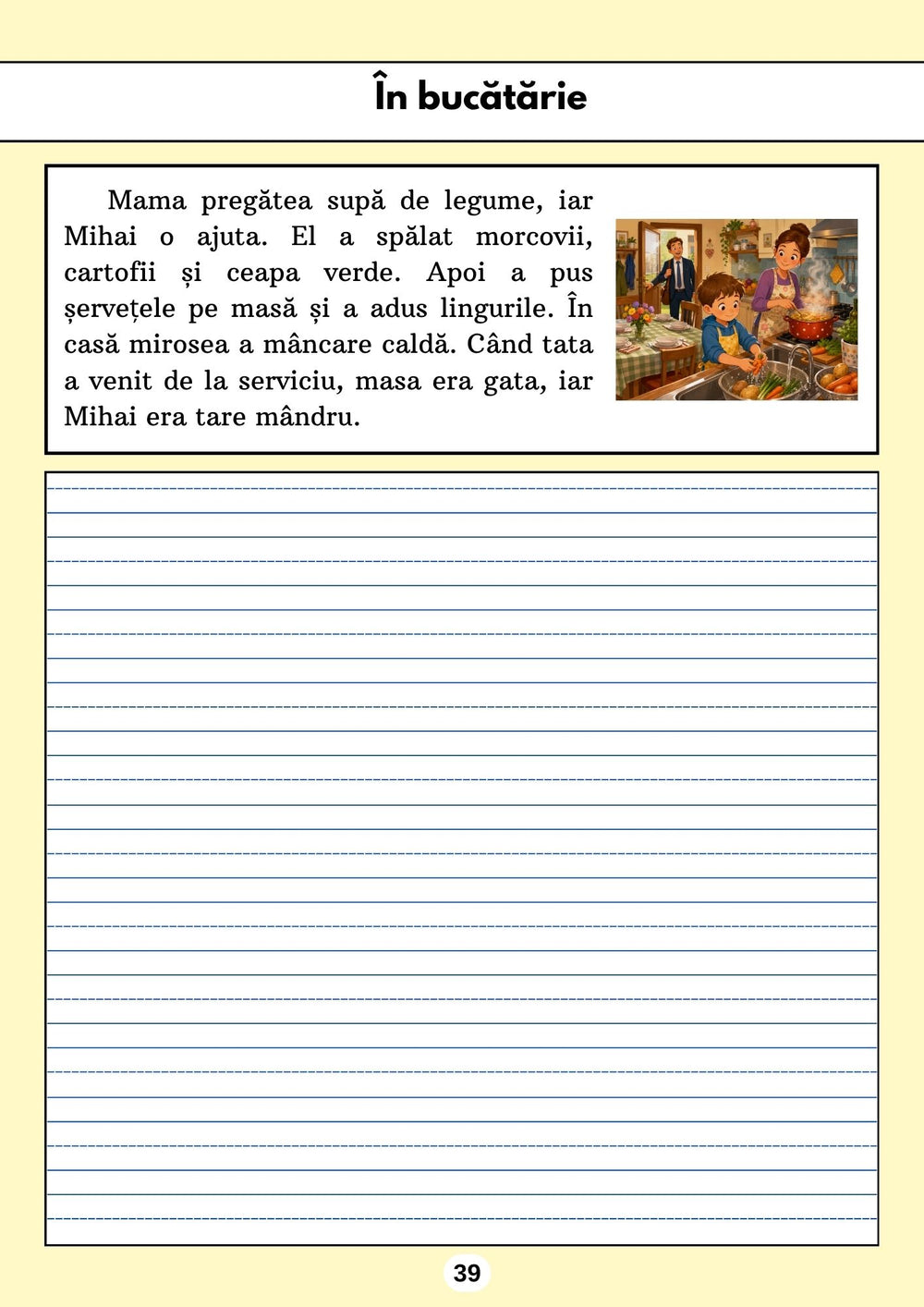 Text scurt Cartea cu povesti pentru dictare si transcriere la clasa 1.