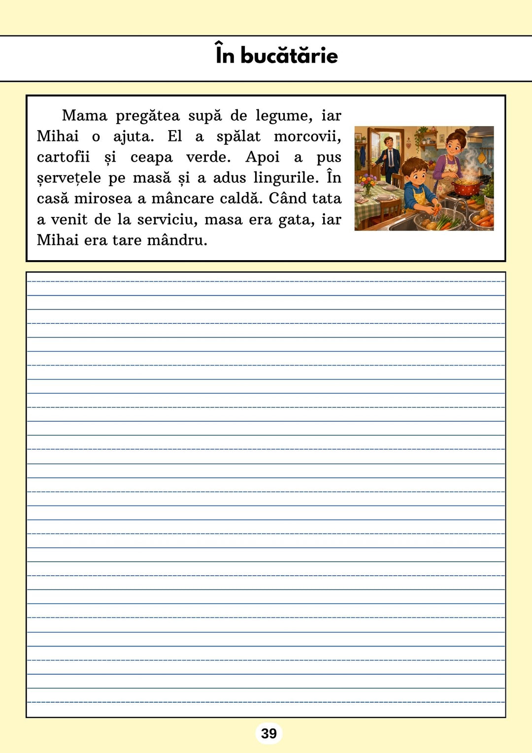 Text scurt Cartea cu povesti pentru dictare si transcriere la clasa 1.