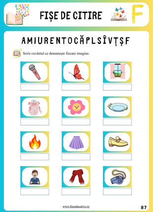 Fișe de citire pentru clasa pregătitoare – exerciții de scriere după imagini pentru consolidarea citirii și vocabularului