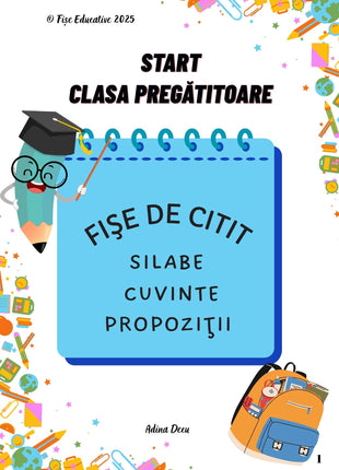 Pachet fișe de citit clasa pregătitoare PDF – litere A-Z