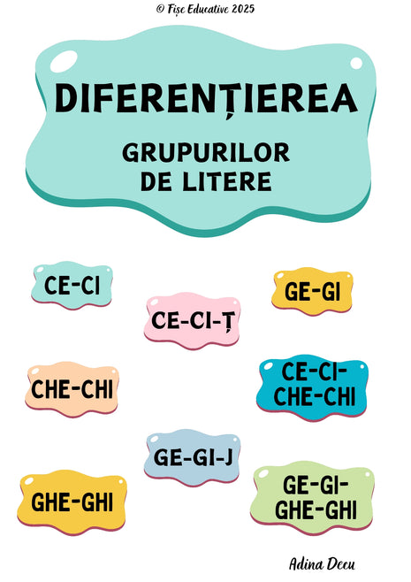 Fișe de logopedie pentru diferențierea grupurilor de sunete CE CI GE GI, exerciții ilustrate pentru copii