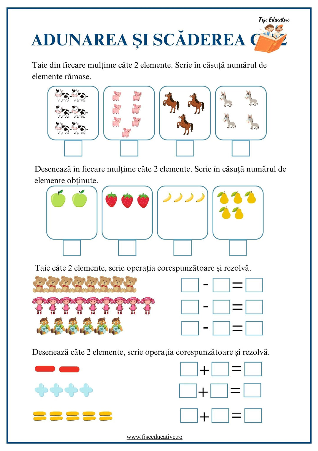 fise matematica copii adunari si scaderi simple clasa pregatitoare