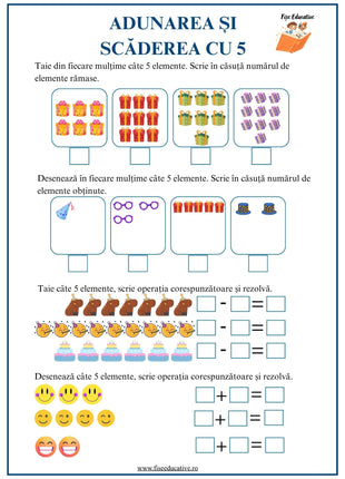 exercitii matematica copii adunari si scaderi cu 5 clasa pregatitoare