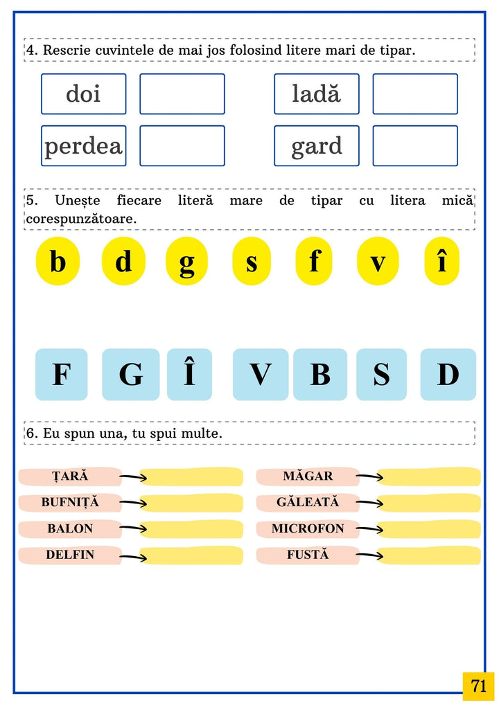 Exercitii de citire pentru copii – cuvinte si propozitii simple pentru clasa pregatitoare.