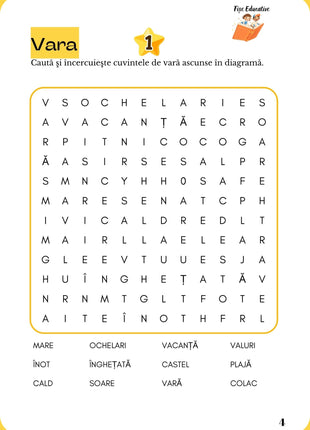 Fișă de comunicare – caută și încercuiește cuvintele de vară