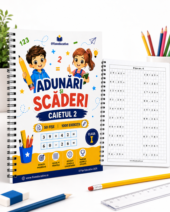 Pachet Matematică Clasa I – 5 caiete tipărite A5 | 329 pagini