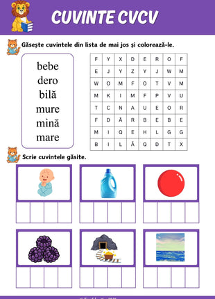 Fișe pentru fixarea structurii silabice CVCV la copii